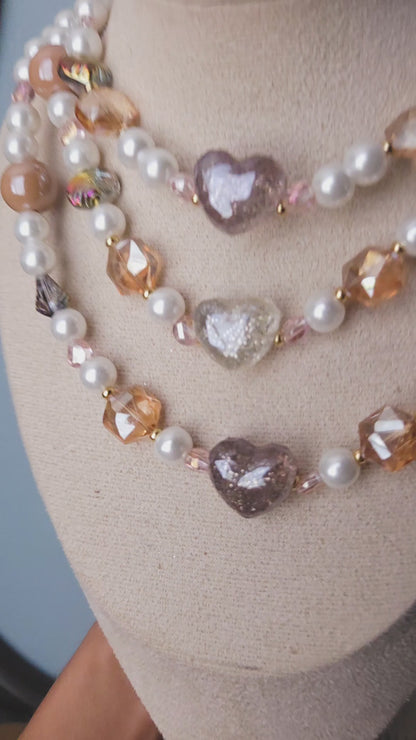 Champagne Heart Cascade Chocker Necklace