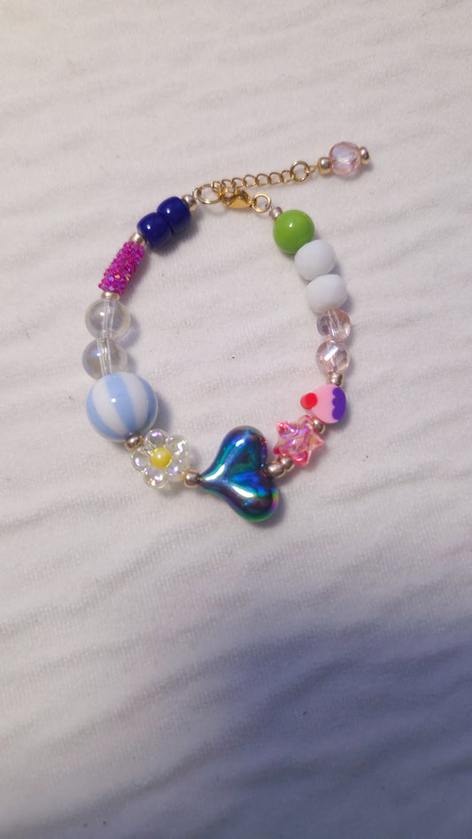 Cupcake Heart Charm Bracelet