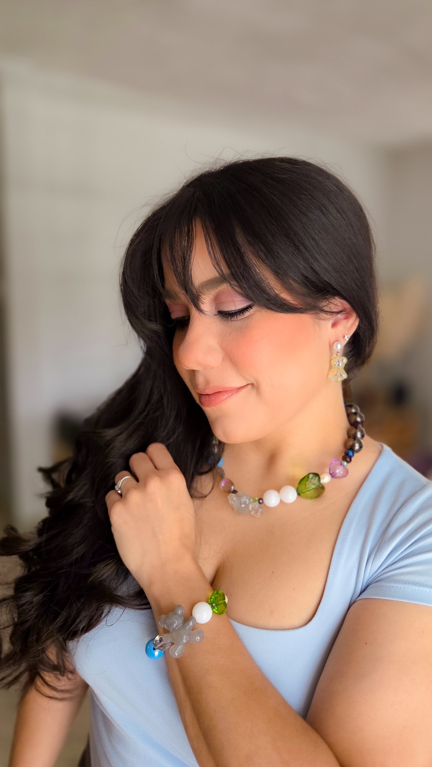 Cosmic Heart Teddy Bracelet | Y2K Dopamine Dressing Jewelry