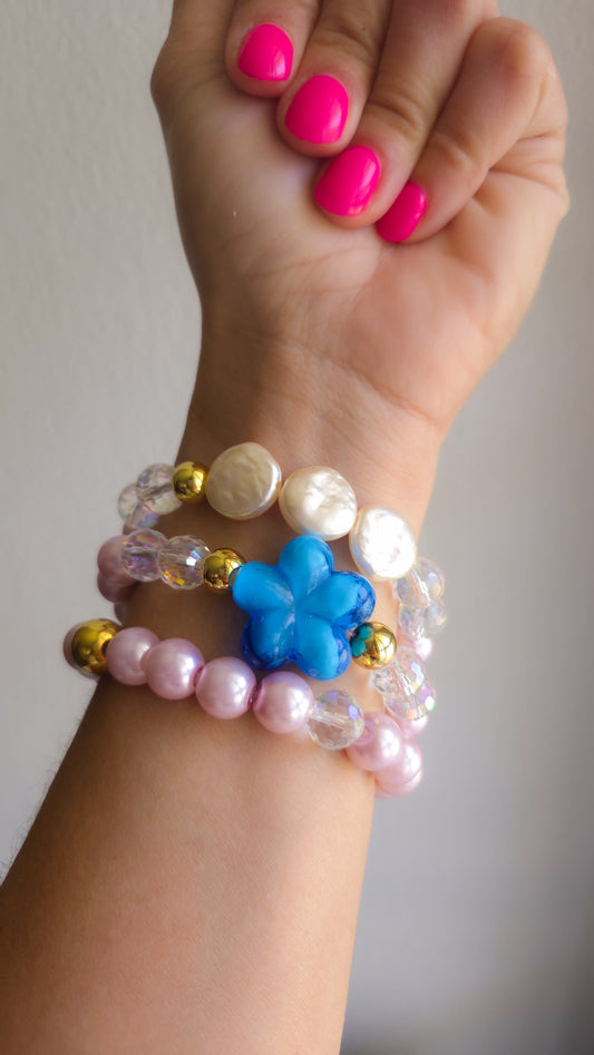 Blue Bloom Bracelet Set 🌸💙 | Handmade Y2K Kawaii Dopamine Dressing Jewelry