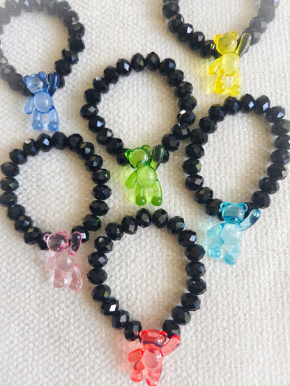Black Crystal Teddy Elastic Bracelet