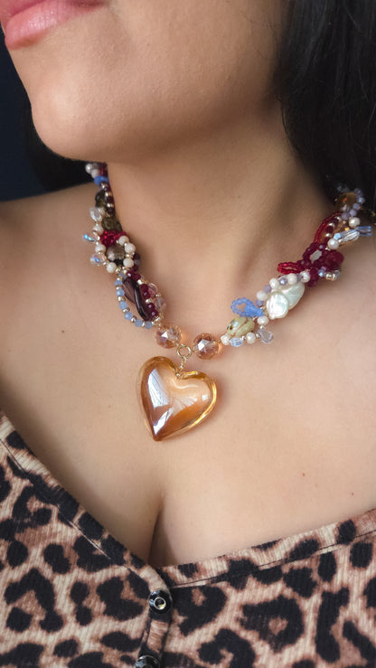 Golden Ember Heart Necklace