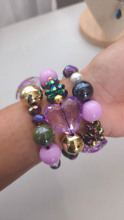 Purple Teddy Heart Bracelet