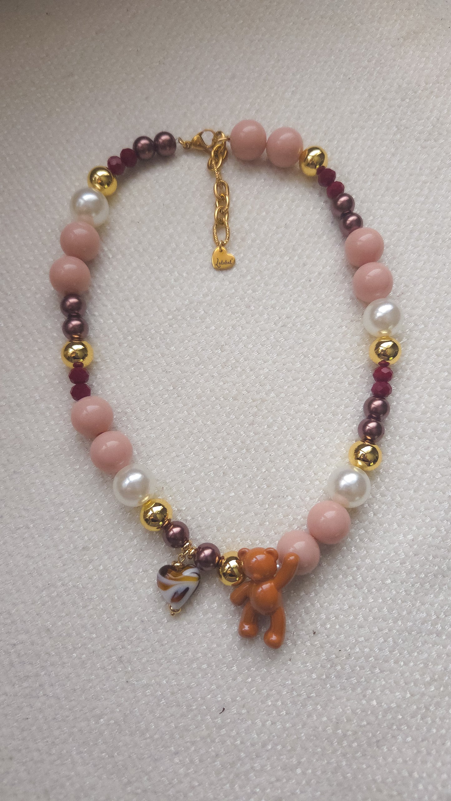 Caramel Teddy Heart Necklace