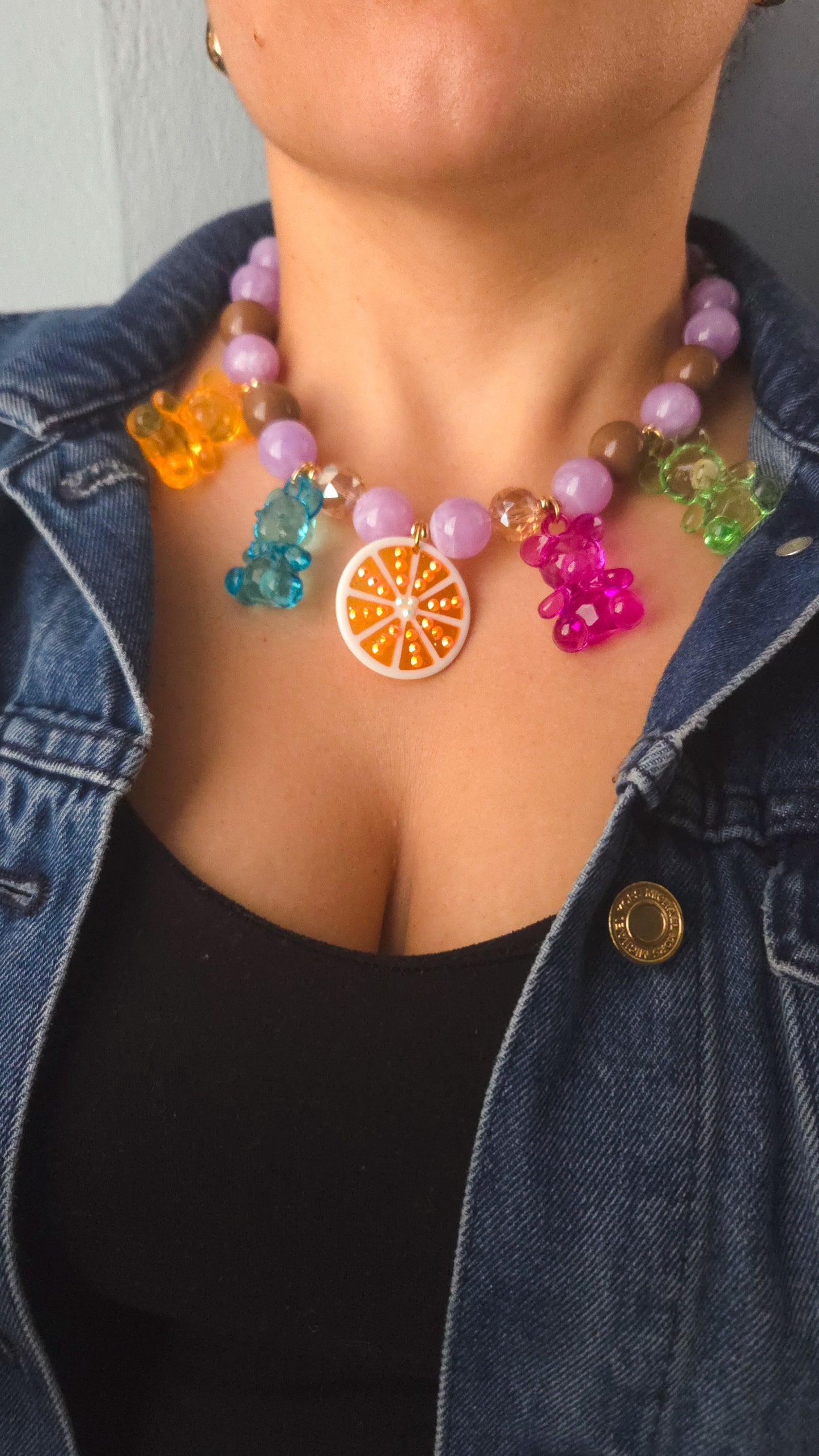 Orange Teddy Pop Necklace