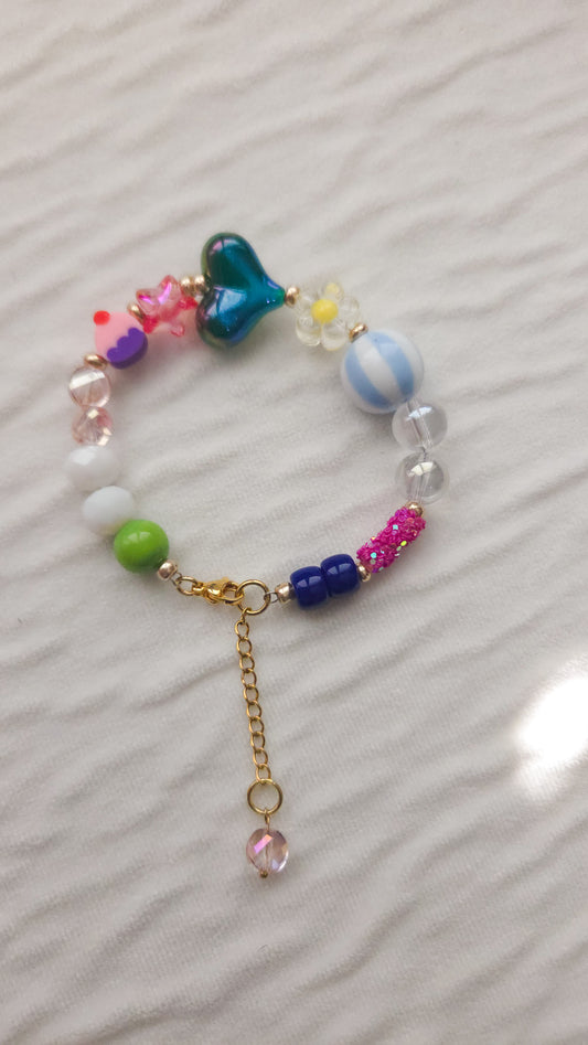 Cupcake Heart Charm Bracelet