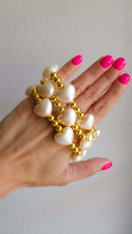 ✨ Golden Heart Glow Bracelet ✨💛😊 | Handmade Y2K Kawaii Dopamine Dressing Jewelry