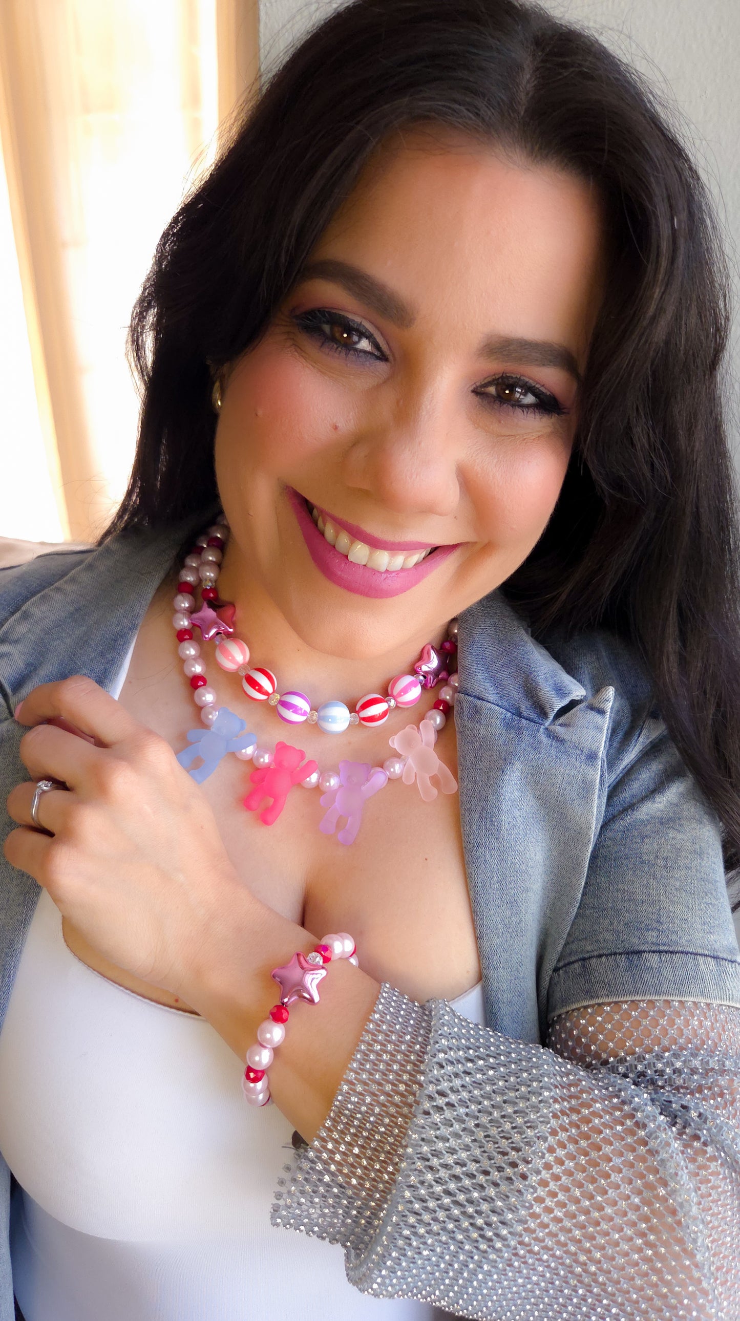 🍬Candy Cane Teddy Dreams Bracelet | Dopamine Dressing | Statement Jewelry