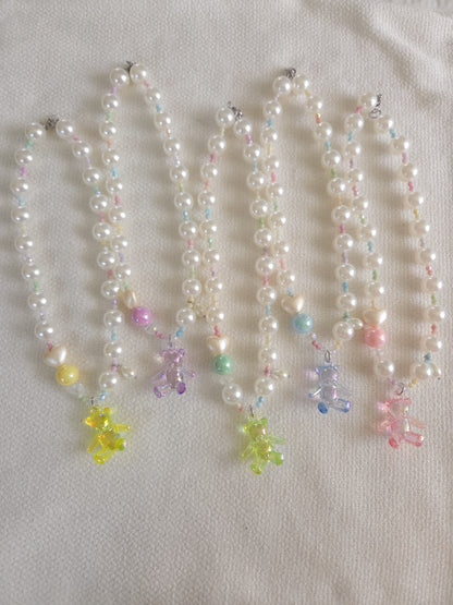 Sweet Pearl Teddy Necklace