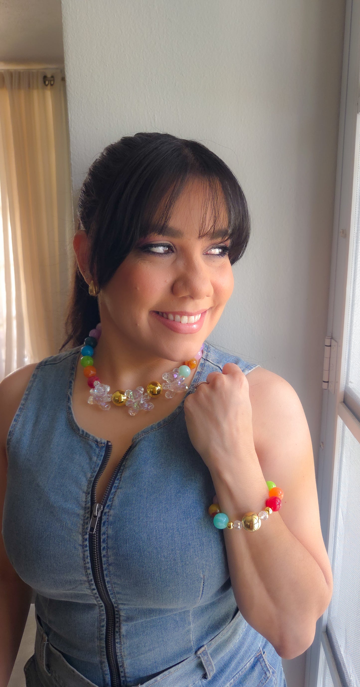 🧸 Rainbow Gumball Teddy Bracelet – Kawaii Chunky Beaded Statement Jewelry | Y2K Dopamine Dressing