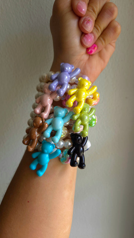 🧸✨ Teddy Love Bounce Bracelet – Handmade Y2K Dopamine Jewelry | Cute Statement Bracelet
