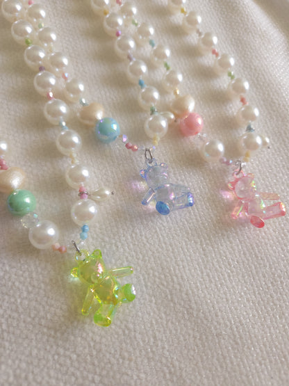 Sweet Pearl Teddy Necklace