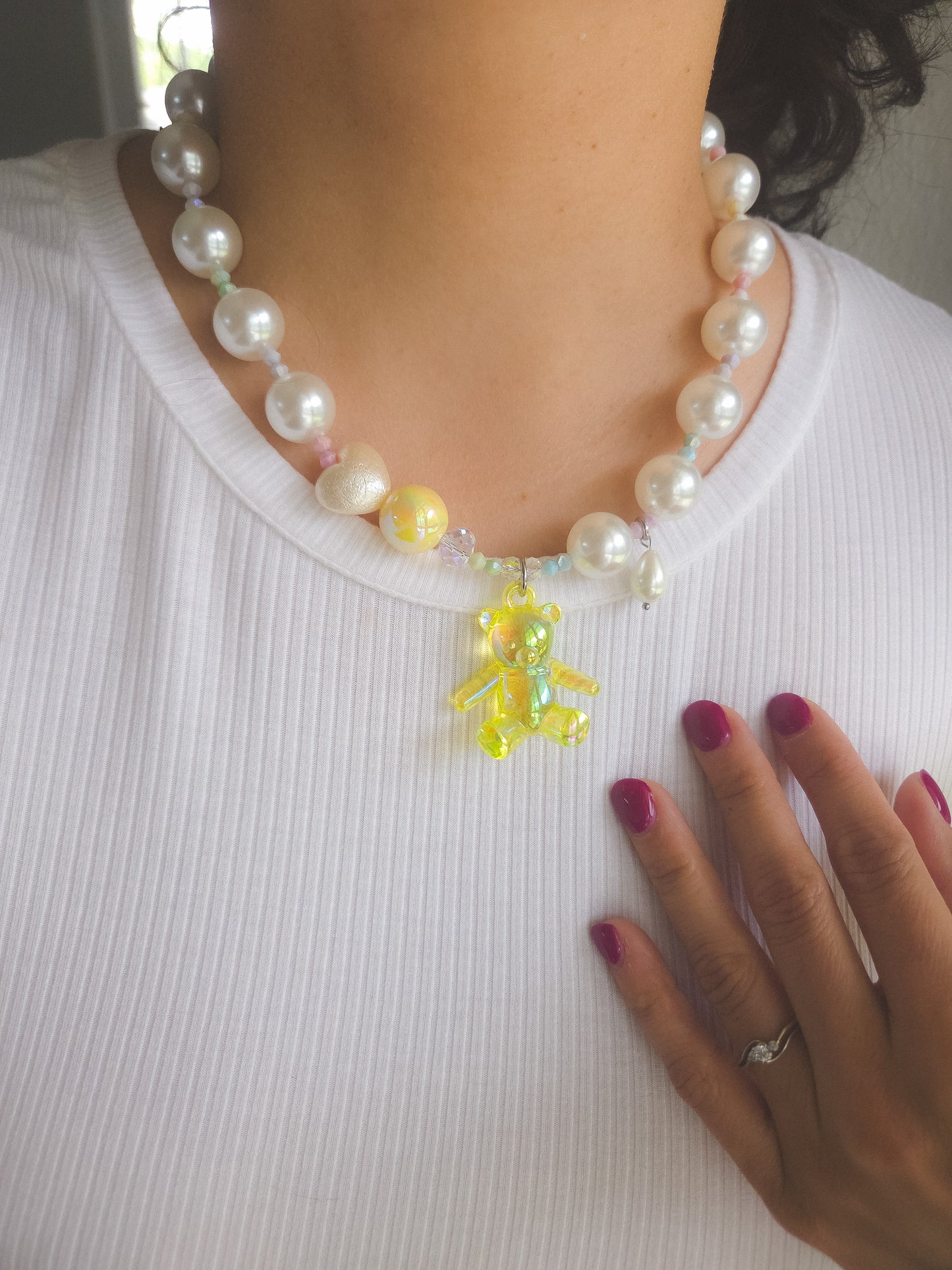 Sweet Pearl Teddy Necklace