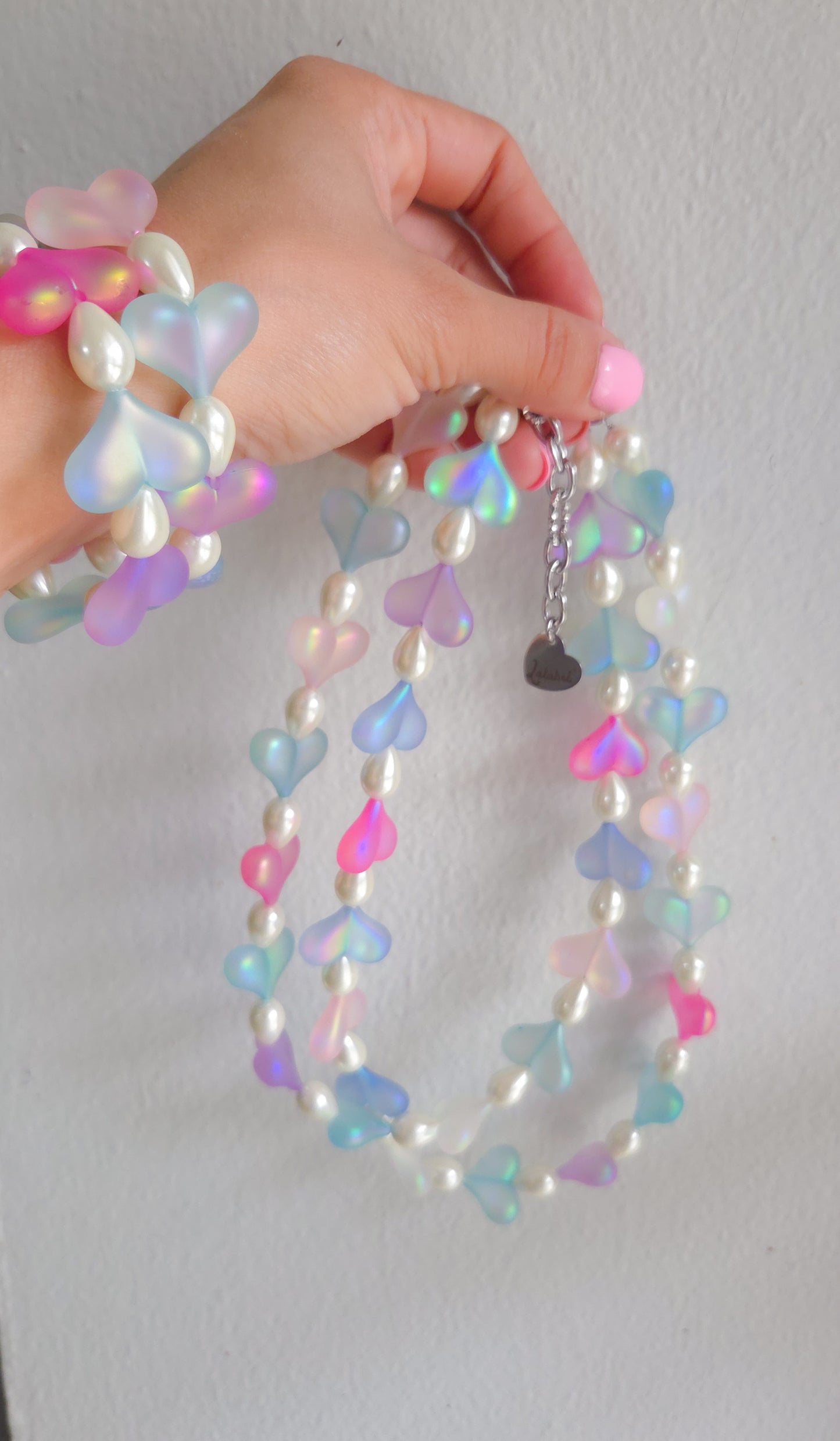 💕Dreamlight Heart Bracelet Set | Iridescent Y2K Statement Jewelry