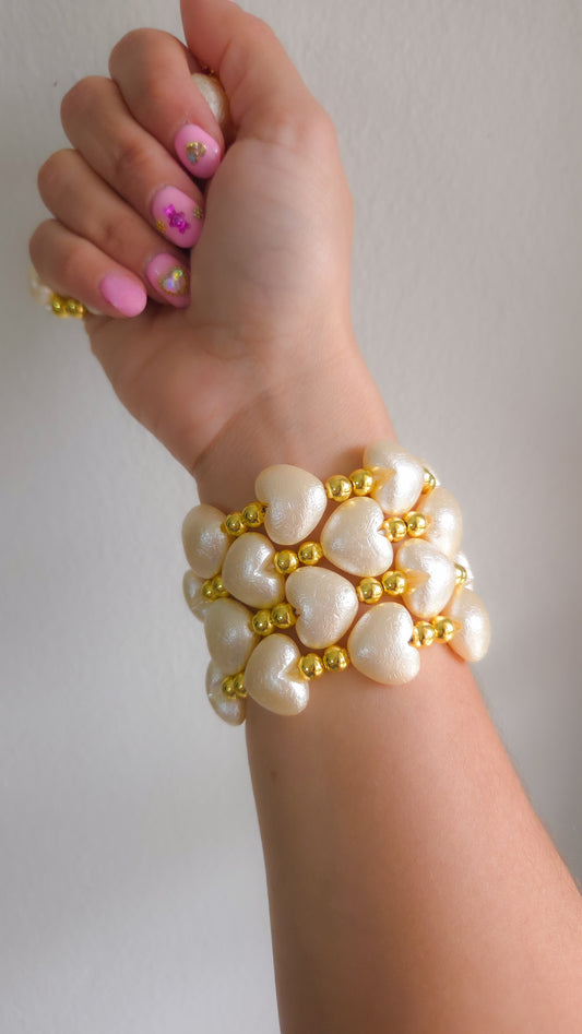 ✨ Golden Heart Glow Bracelet ✨💛😊 | Handmade Y2K Kawaii Dopamine Dressing Jewelry