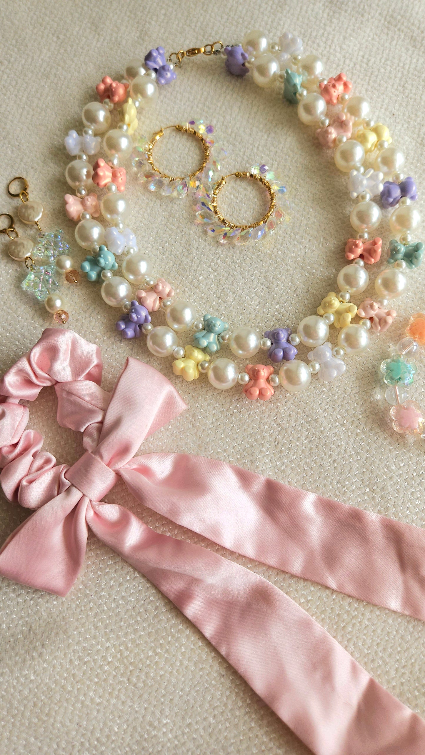 ✨️Rainbow Pastel Teddy Necklace | Dopamine Dressing | Kawaii Pastel Aesthetic