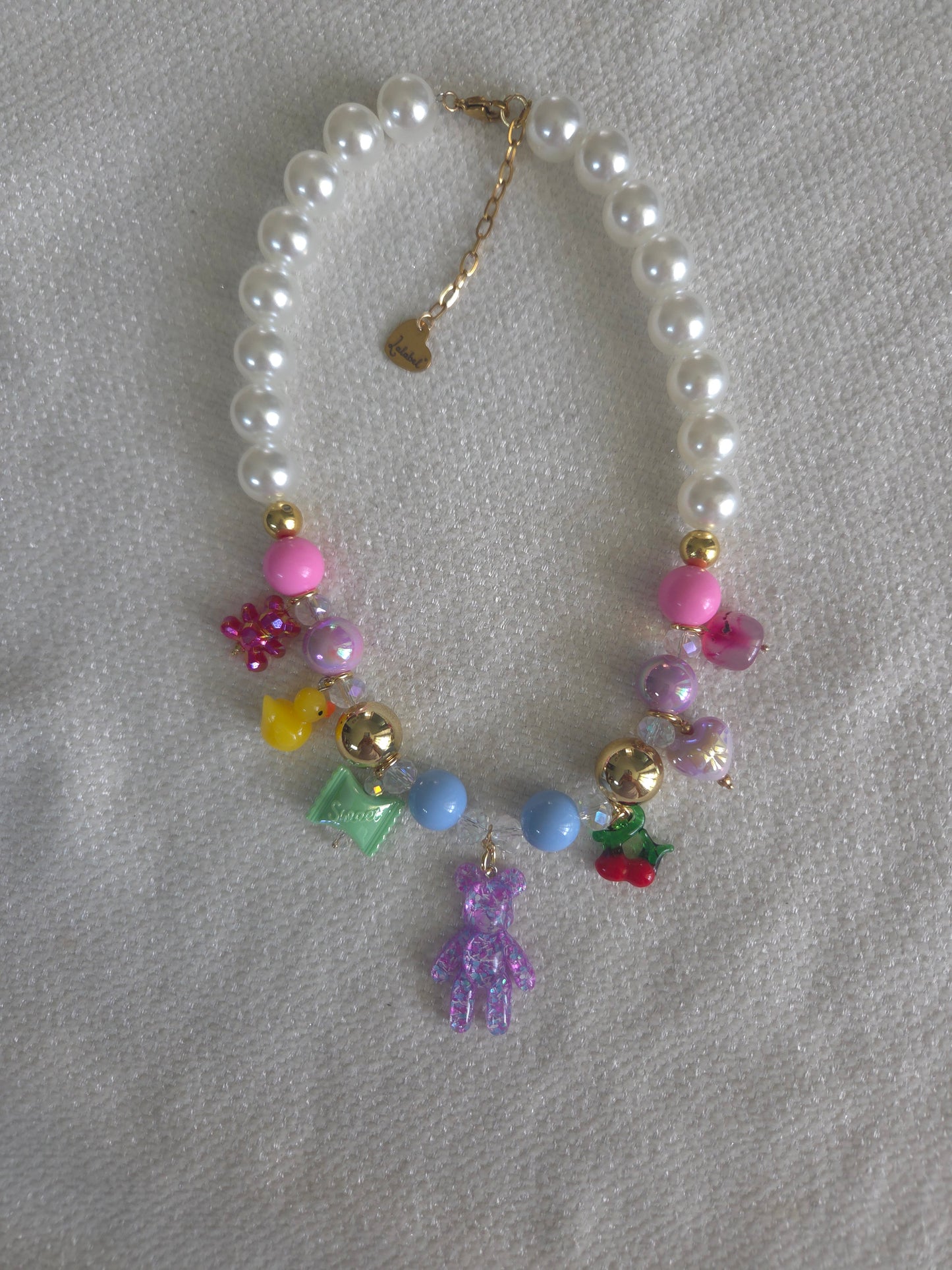 Candy Pearl Teddy Necklace