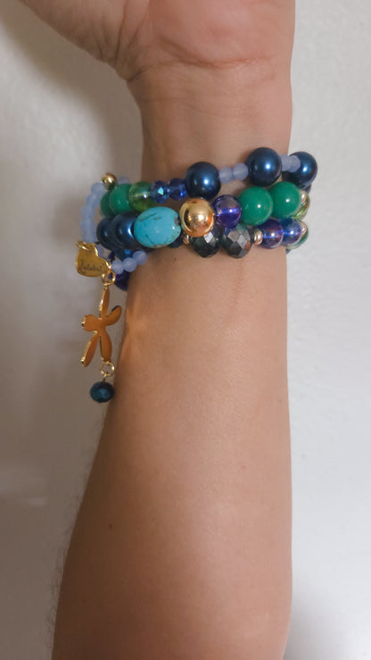 Electric Daisy Stack Bracelet 💙💚🌼