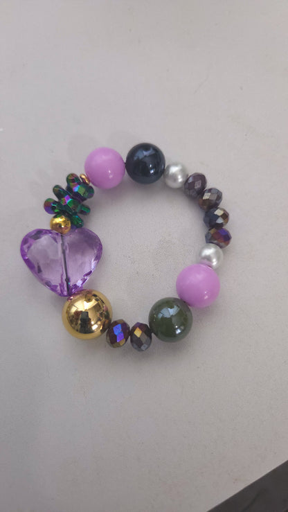 Purple Teddy Heart Bracelet