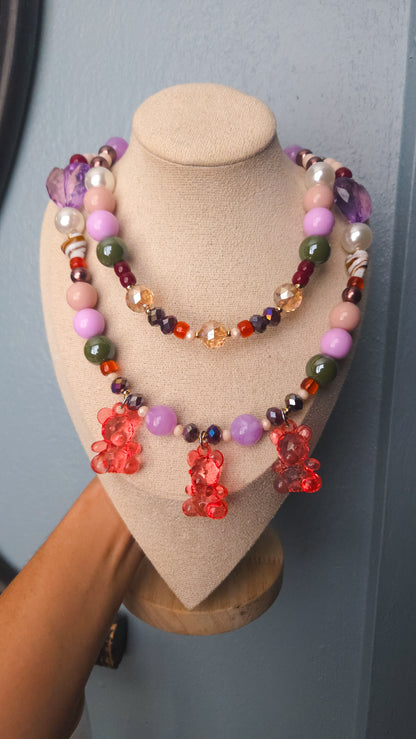 Berry Teddy Love Layered Necklace