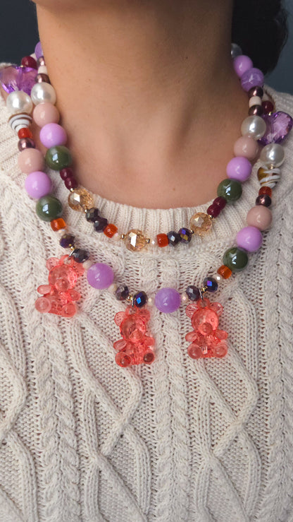 Berry Teddy Love Layered Necklace