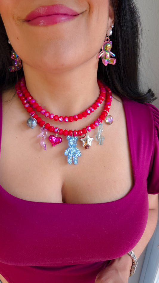 ❤️🎵Red Pop Melody Necklace | Y2K Iridescent Dopamine Dressing Jewelry