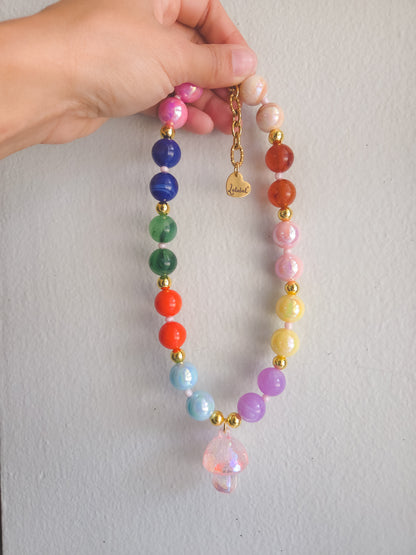 Rainbow Mushroom Necklace