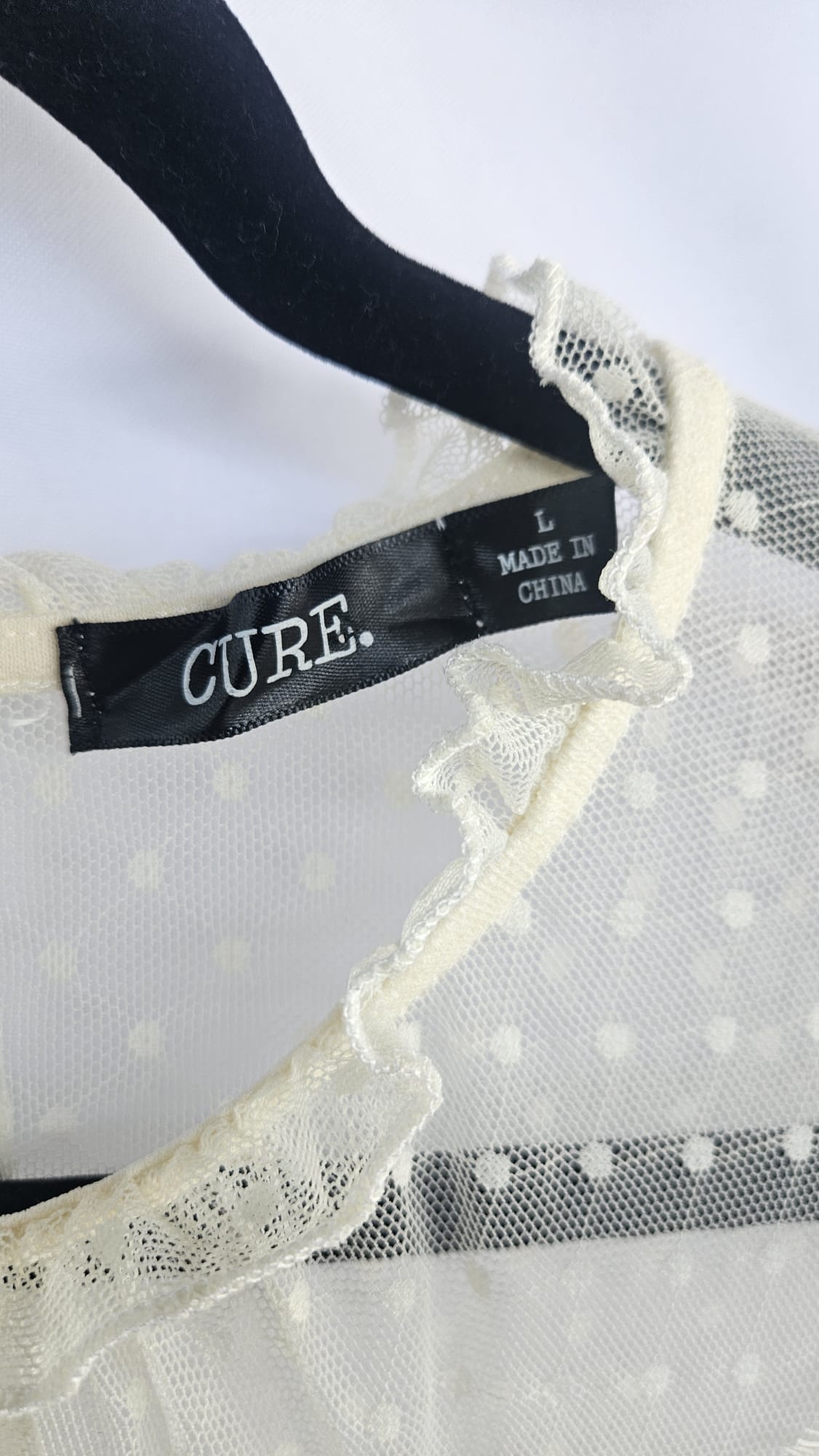 Cure- Large Lace Ruffled Scalloped Neck Blouse