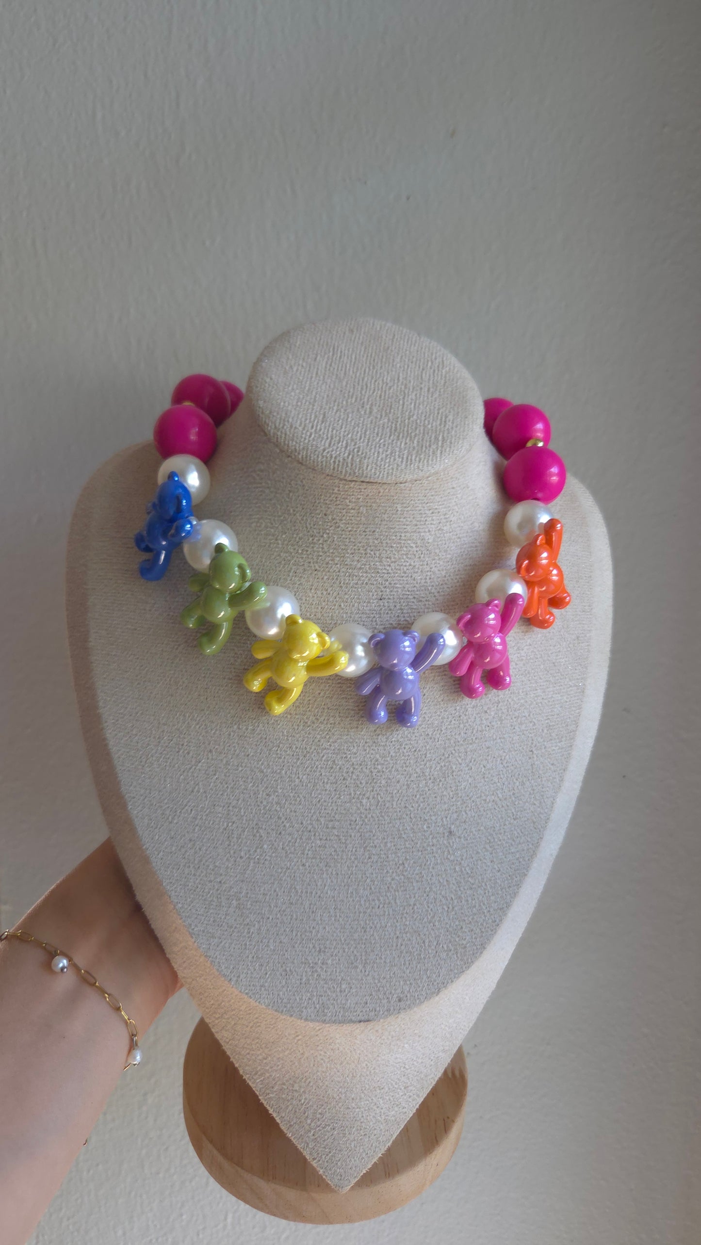 Hot Pink Iconic Teddies Necklace
