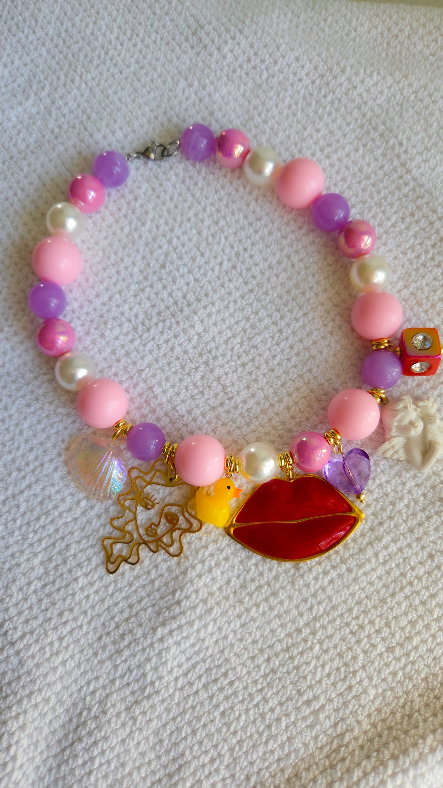 💋 Kiss & Tell Necklace 🐤| Handmade Dopamine Jewelry