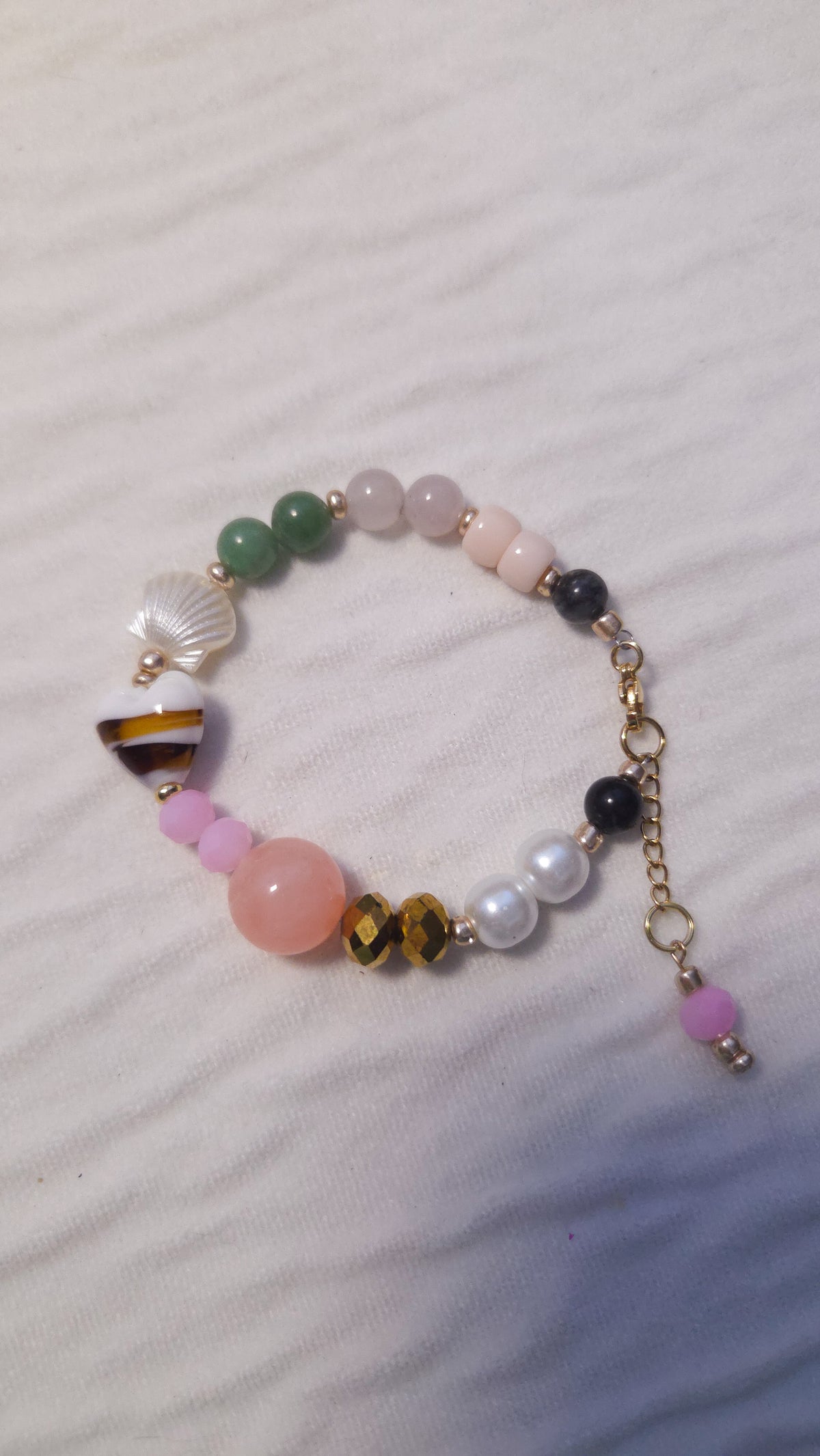 Shell Heart Charm Bracelet