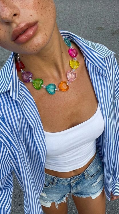 Rainbow Crush Heart Necklace