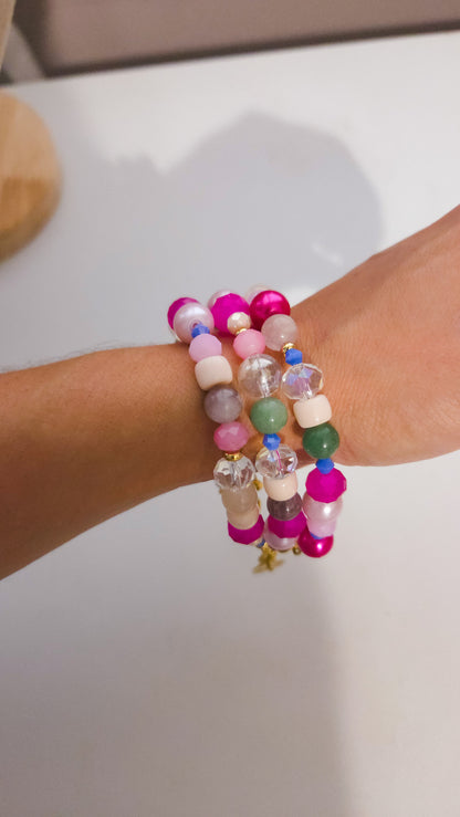 Pink Trinket Stack Bracelet