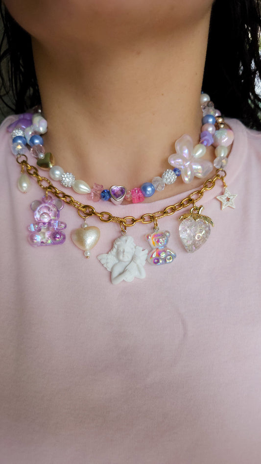 👼Kawaii Cute Cherub Necklace – Y2K Inspired Dopamine Dressing Layered Jewelry