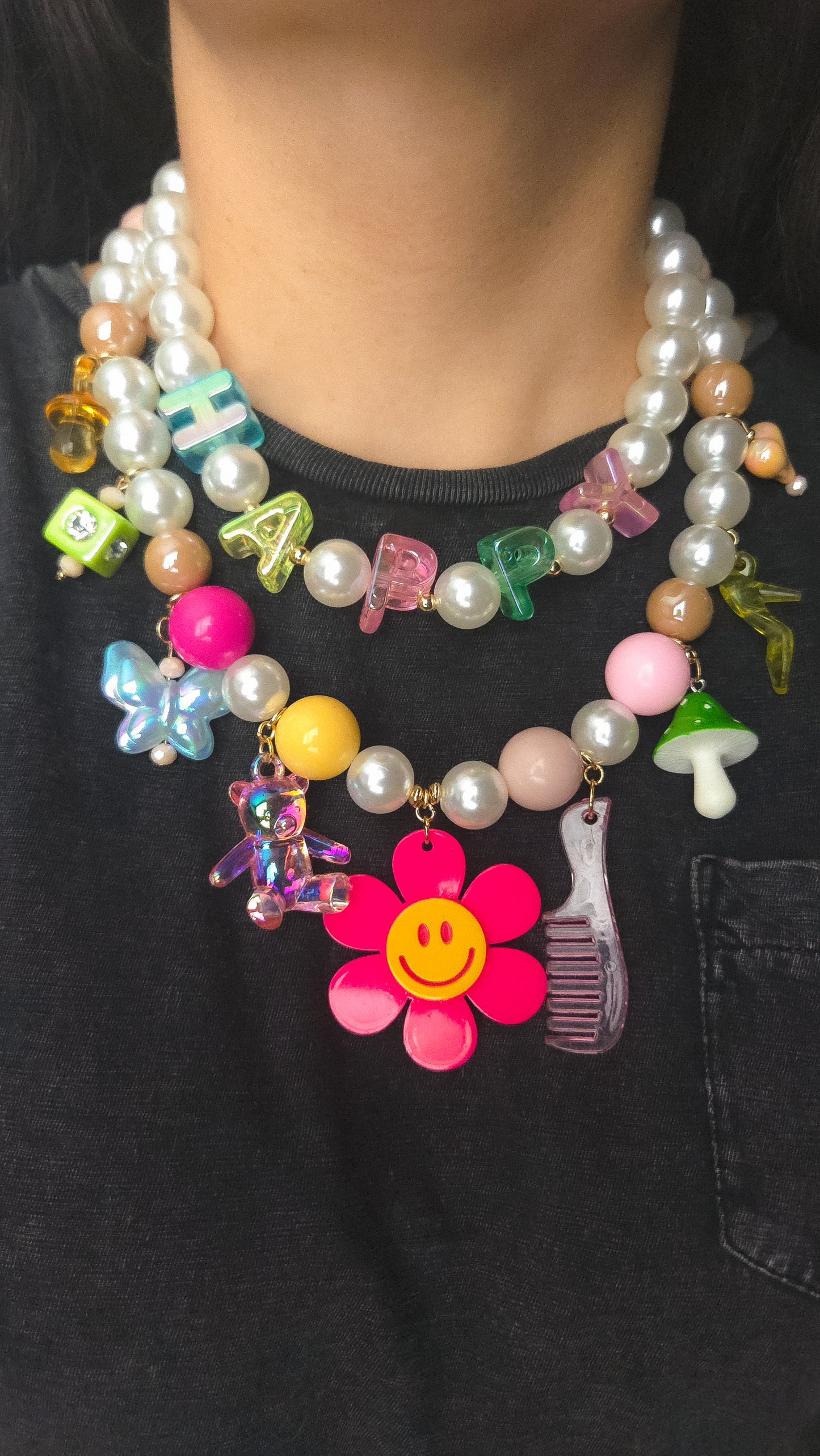 Happy Charm Pearl Necklace