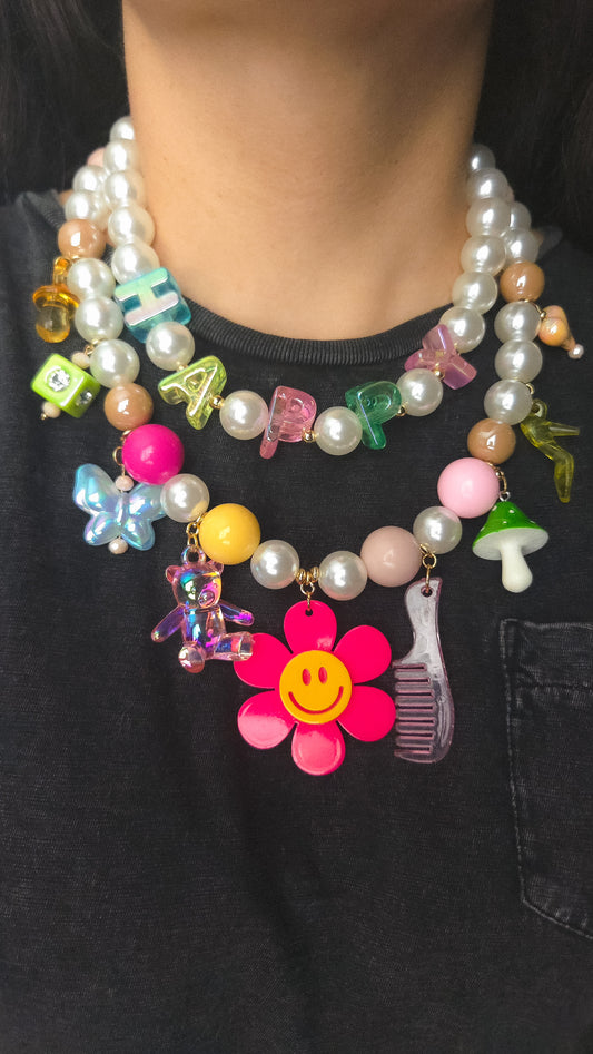 Happy Charm Pearl Necklace