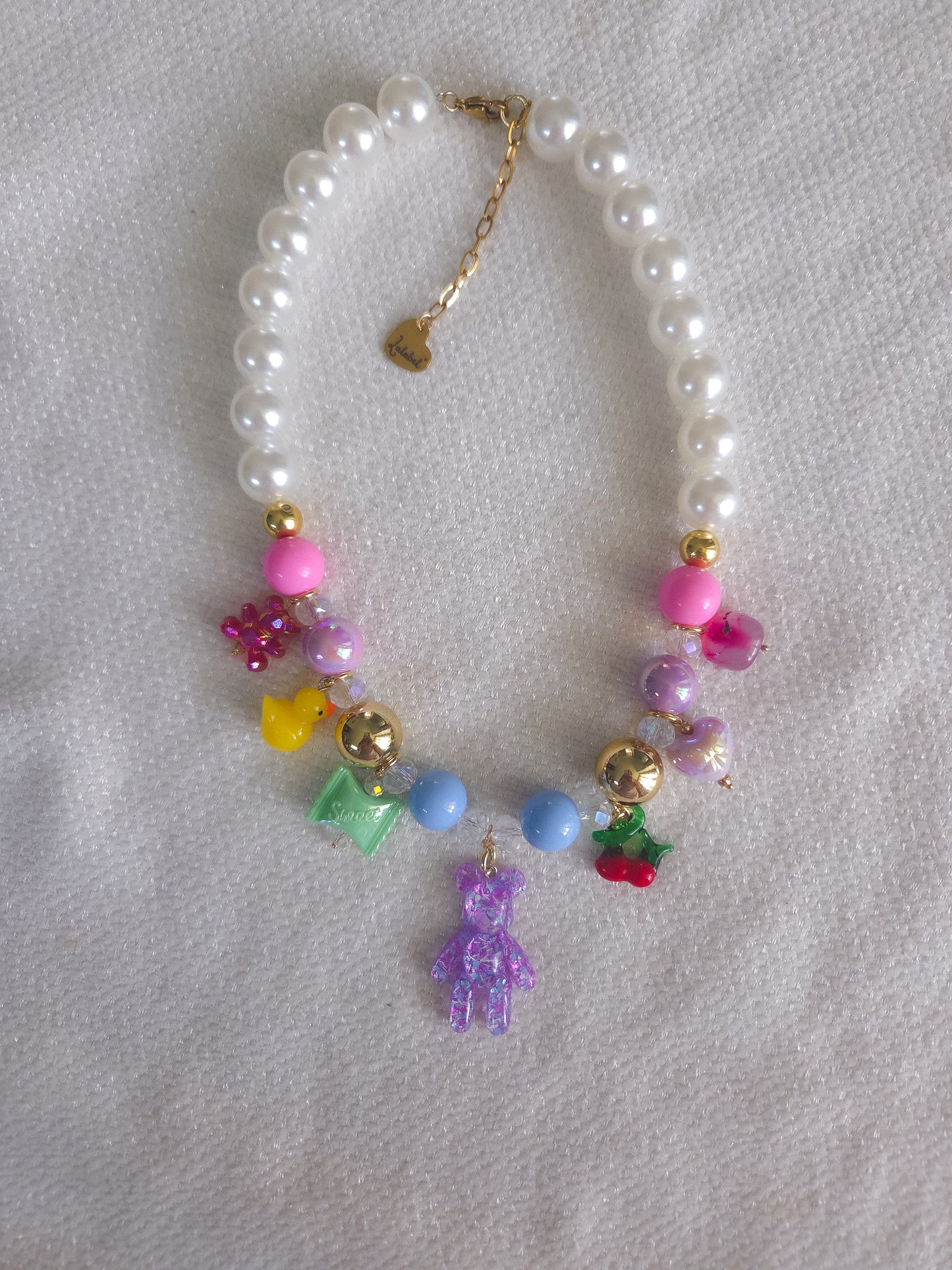 Candy Pearl Teddy Necklace