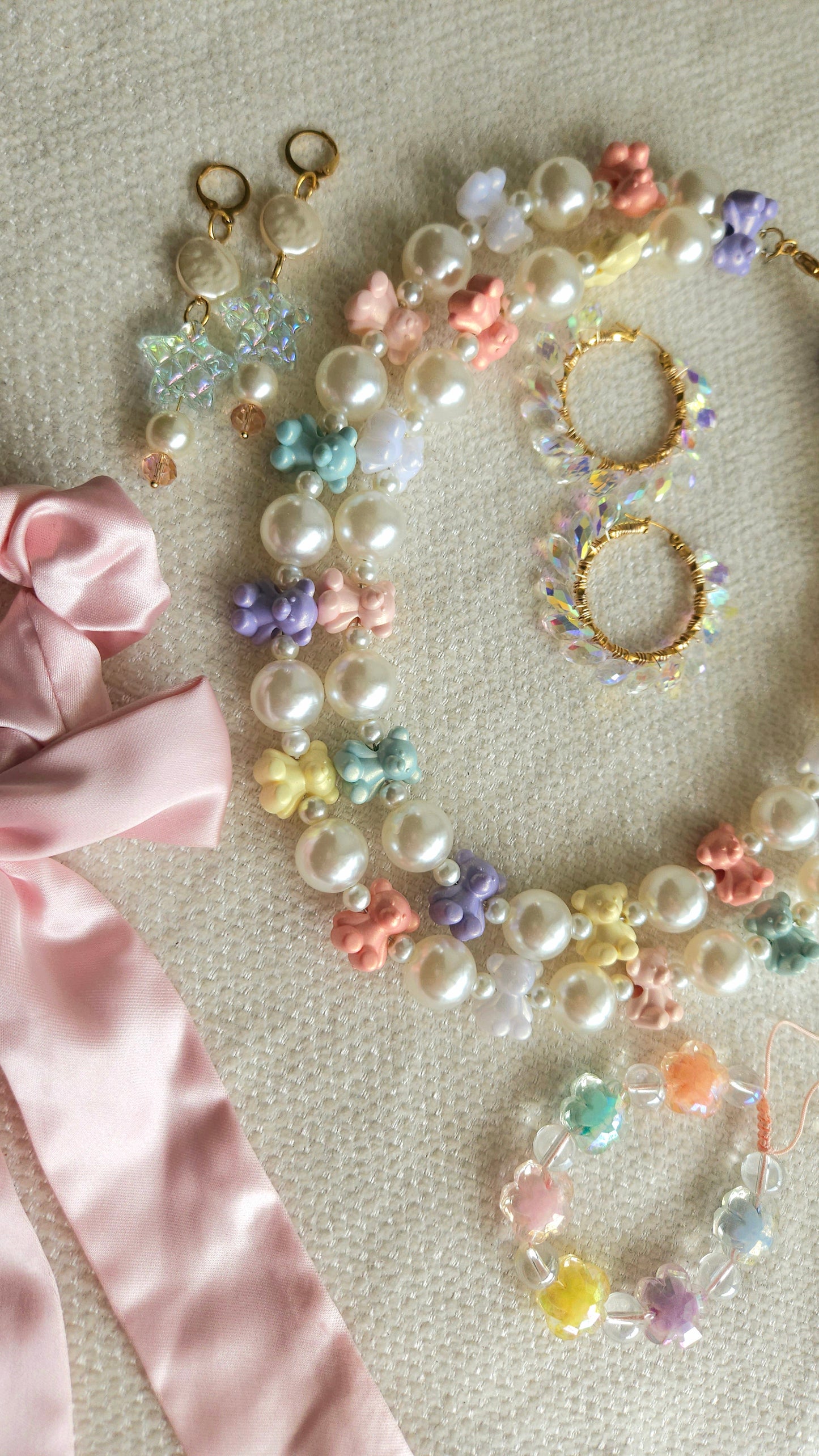 ✨️Rainbow Pastel Teddy Necklace | Dopamine Dressing | Kawaii Pastel Aesthetic