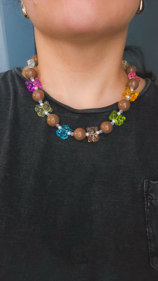 Mocha Gummy Teddy Necklace
