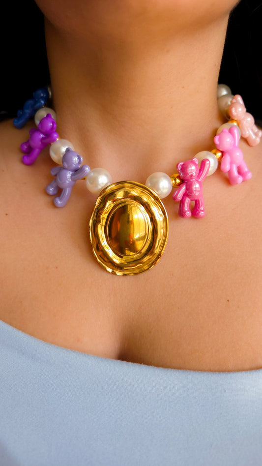 ✨ Teddy Glam Necklace ✨| Handmade Dopamine Jewelry