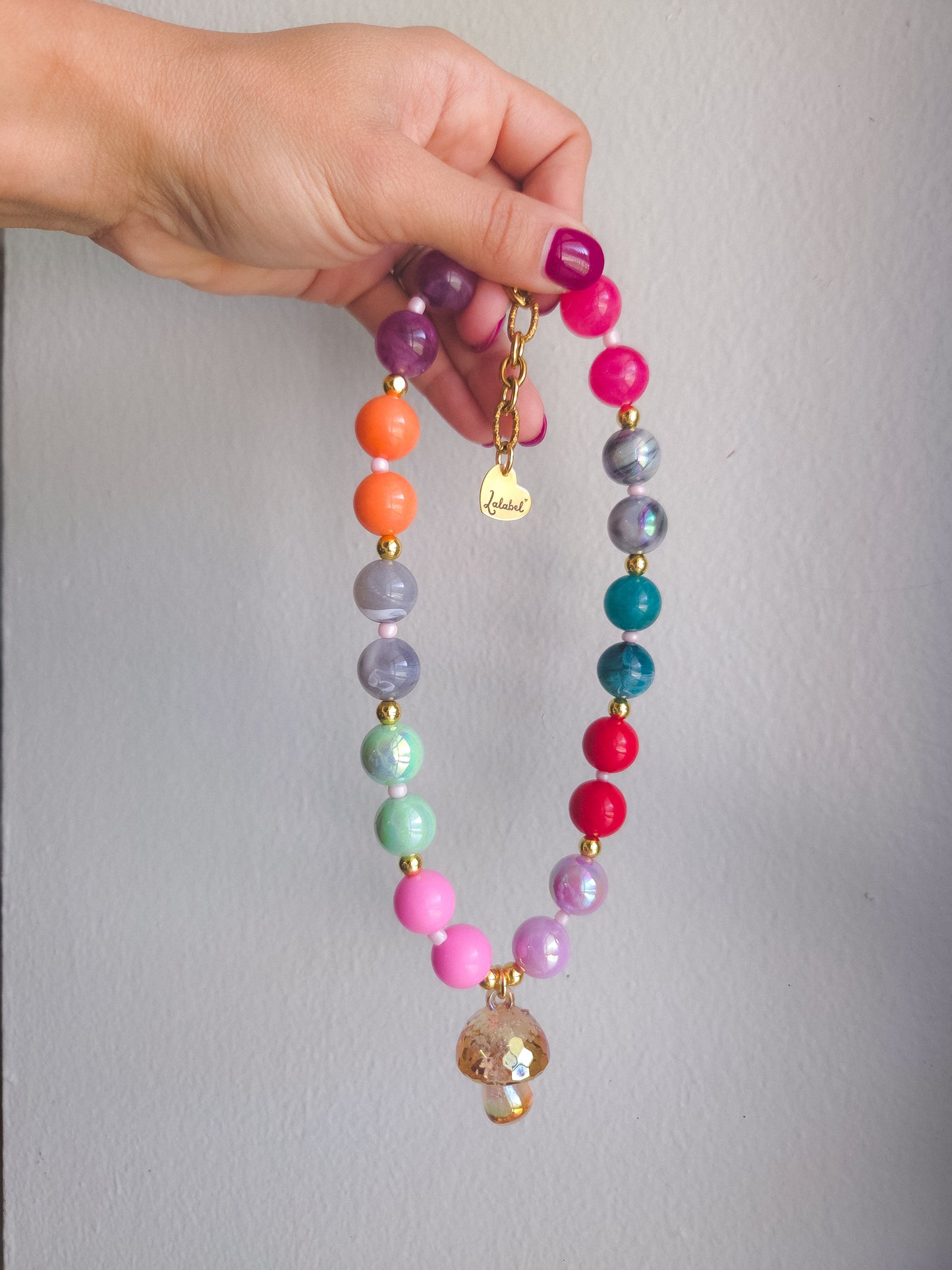 Rainbow Mushroom Necklace