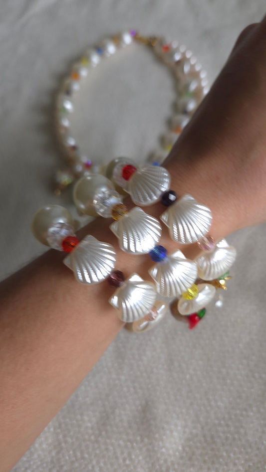 ✨ Mermaid Charms Dream Bracelet – Y2K Mermaid Dopamine Dressing Jewelry | Handmade Statement Bracelet
