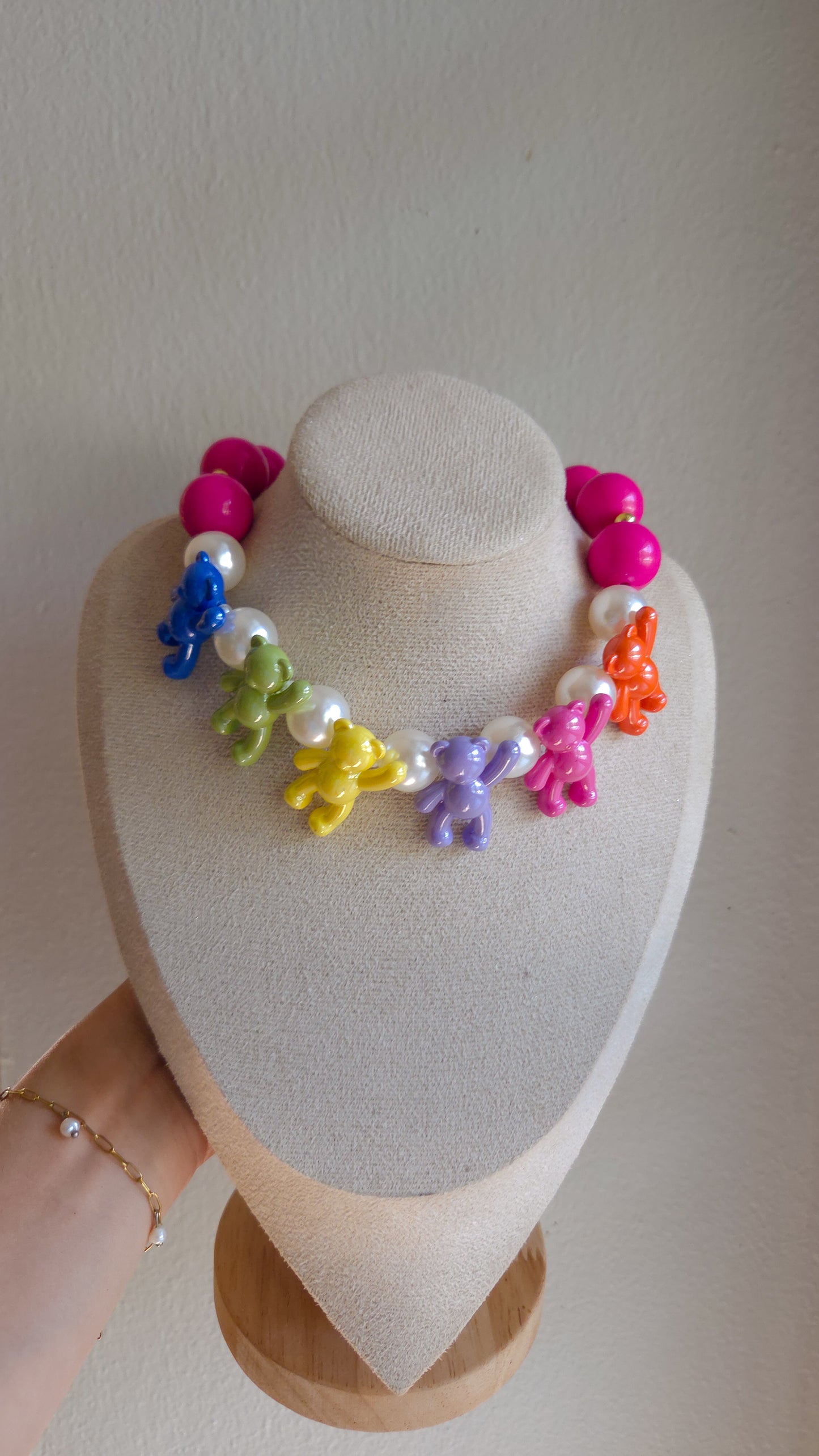 Hot Pink Iconic Teddies Necklace