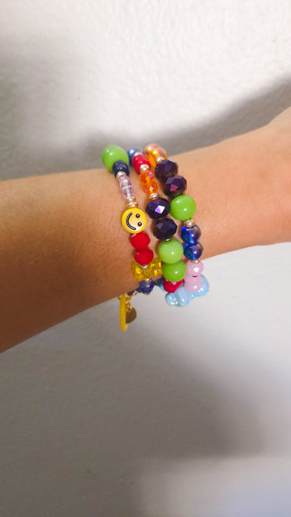 Happy Chaos Stack Bracelet 🌈💛🎀