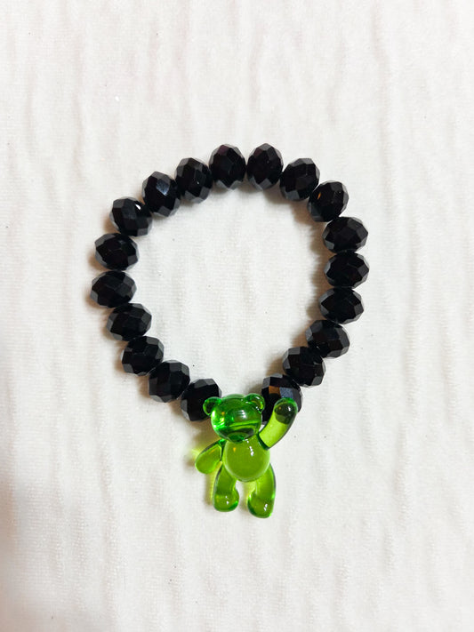 Black Crystal Teddy Elastic Bracelet