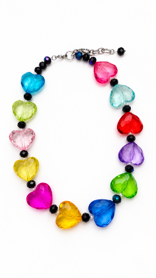 Black Rainbow Crush Heart Necklace — Limited Edition