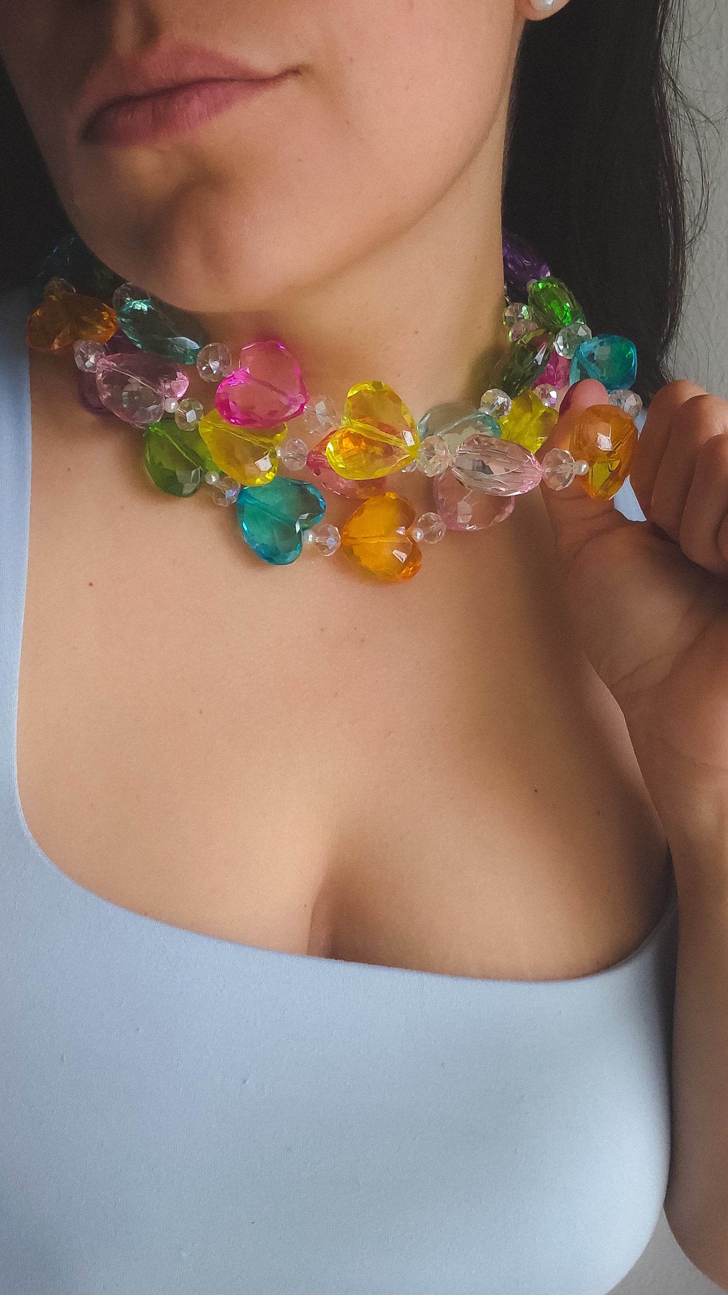 Rainbow Crush Heart Necklace