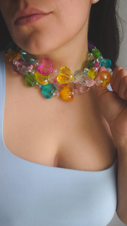 Rainbow Crush Heart Necklace