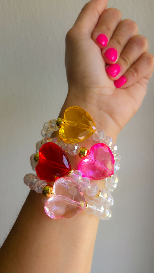 Rainbow Crush Heart Bracelet 🌈💖 | Handmade Y2K Kawaii Dopamine Dressing Jewelry