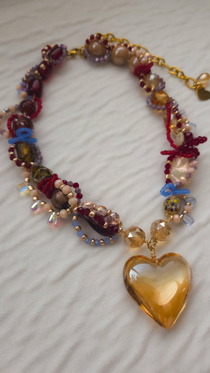 Golden Ember Heart Necklace